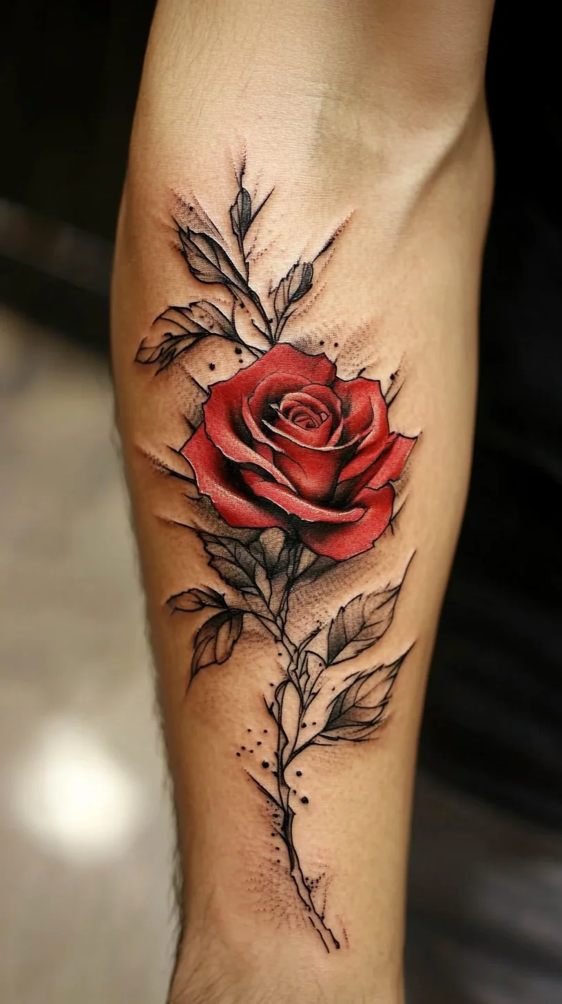 Blooming Elegance: The Timeless Rose Tattoo with Stunning Color Depth