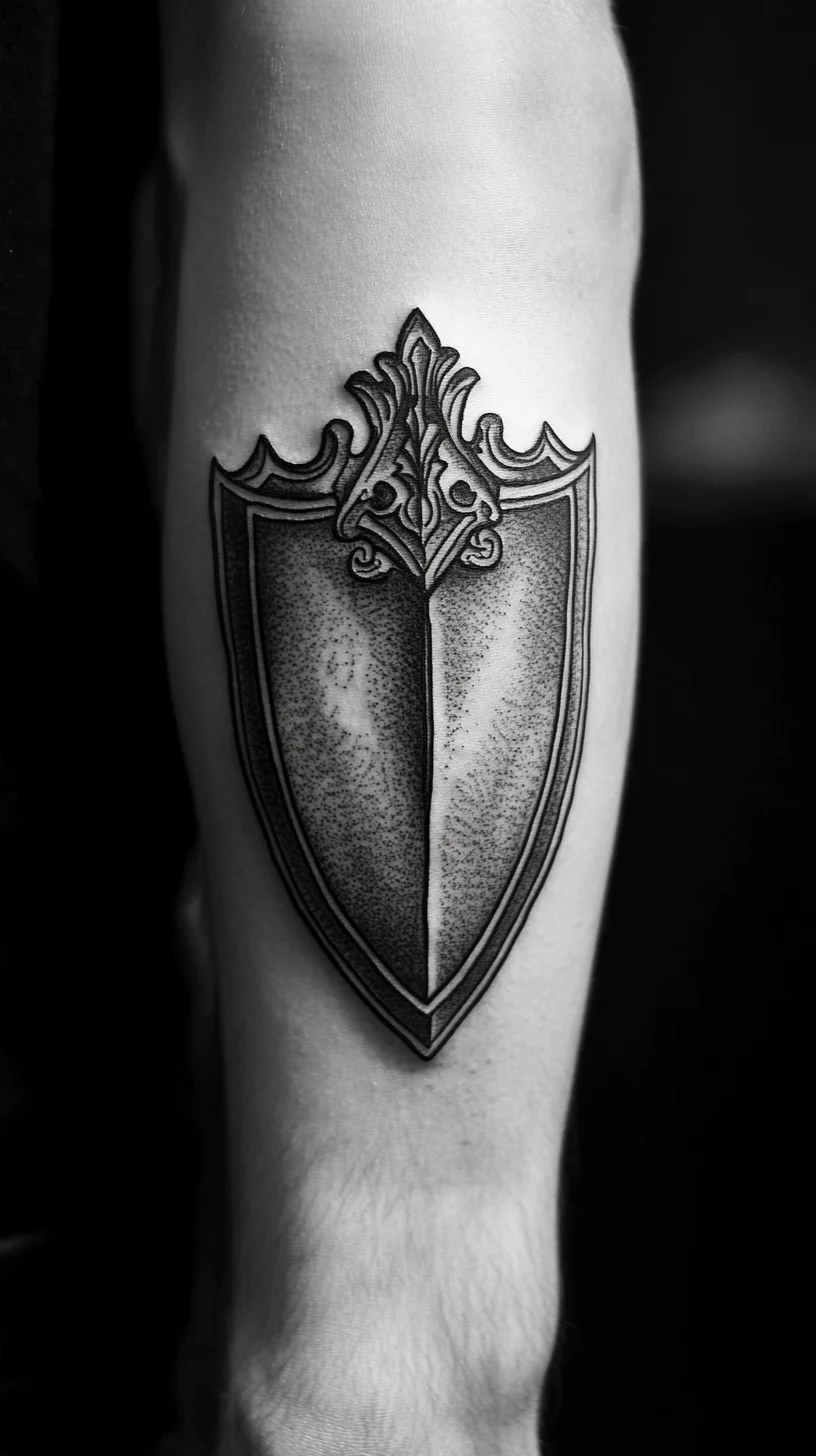 Bold and Timeless: The Classic Shield Tattoo Design for the Fearless