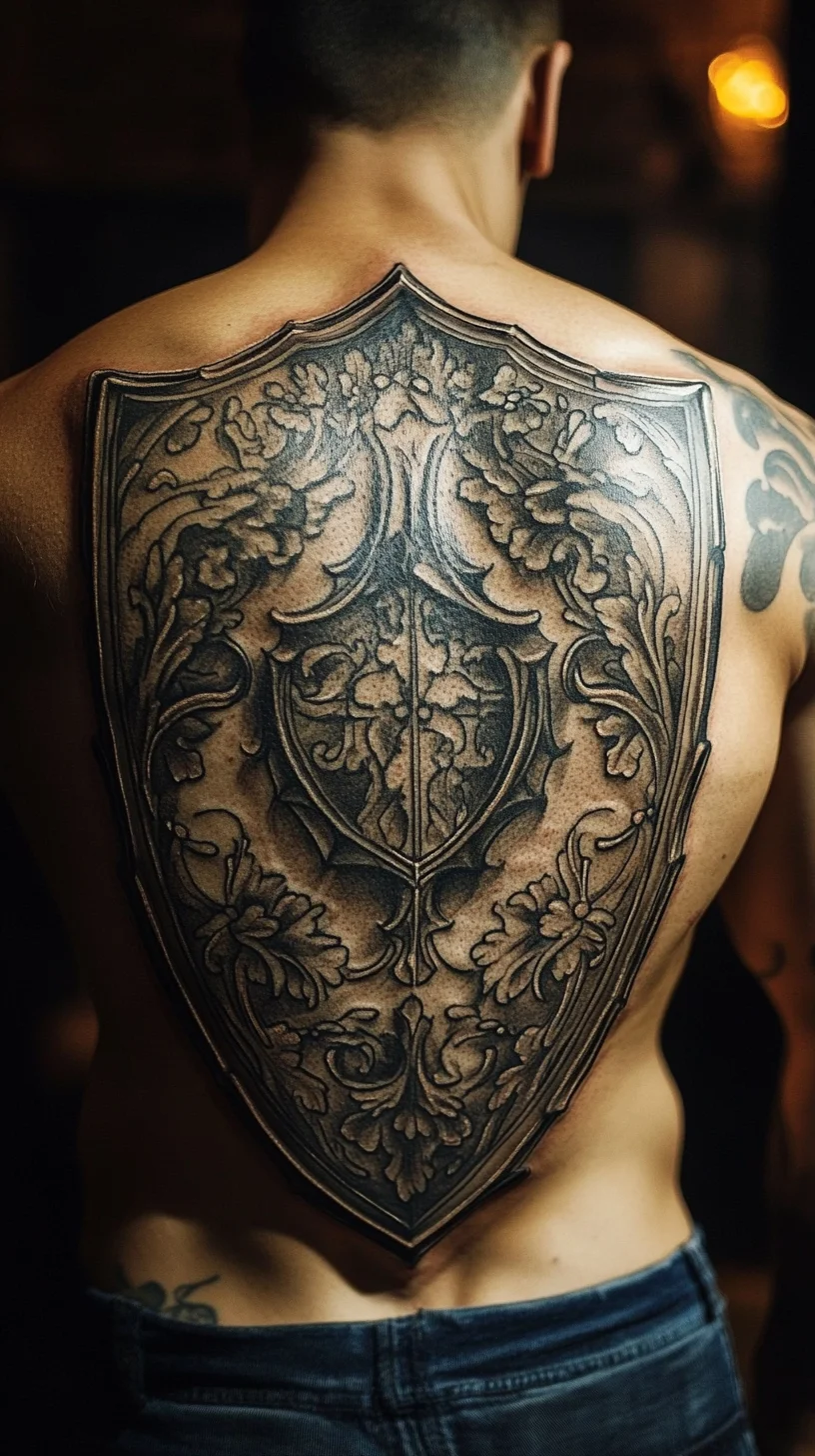 Bold Baroque Shield Tattoo: A Statement of Strength and Elegance