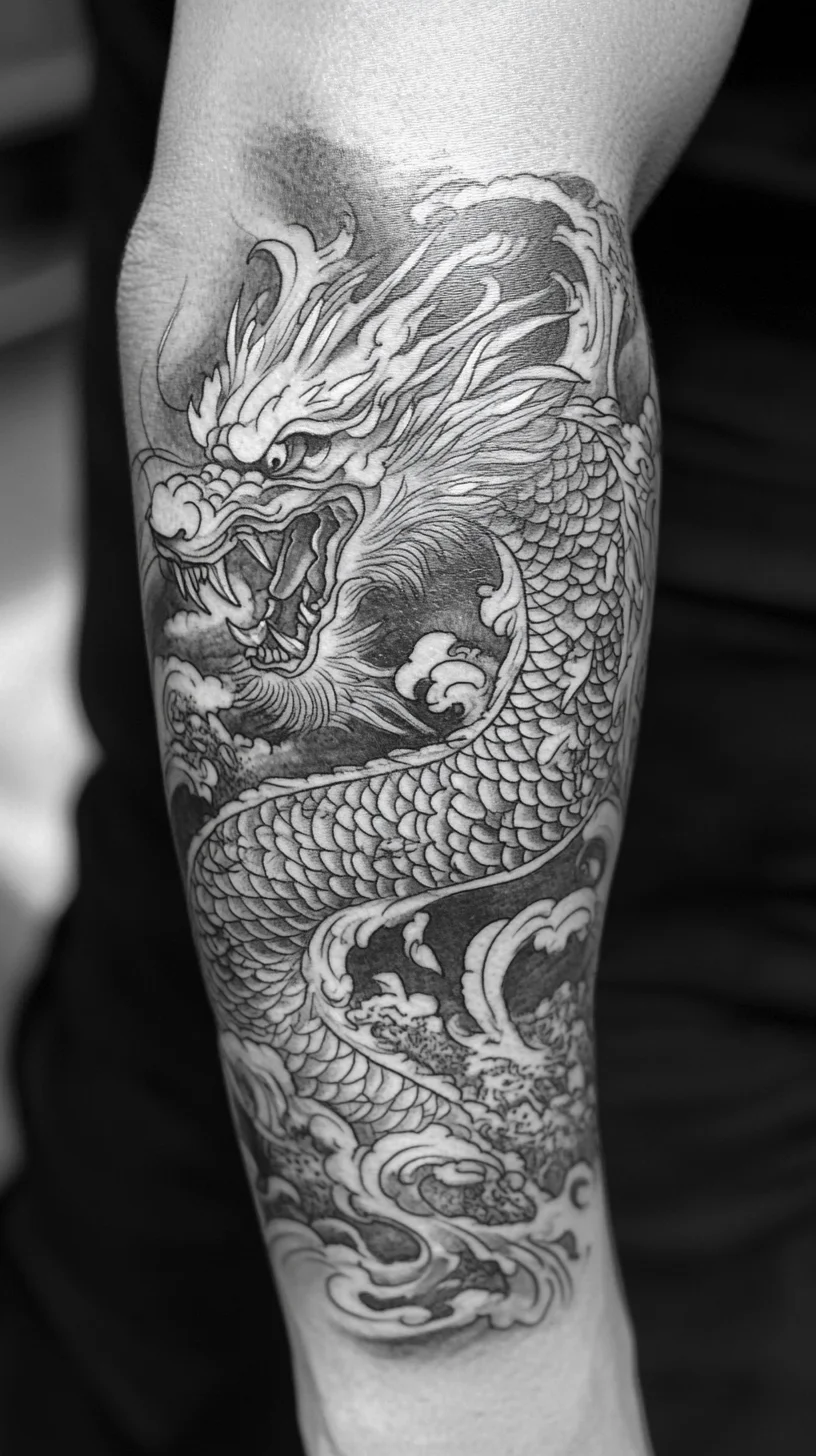 Bold Black and White Dragon Tattoo: An Exquisite Expression of Strength and Artistry