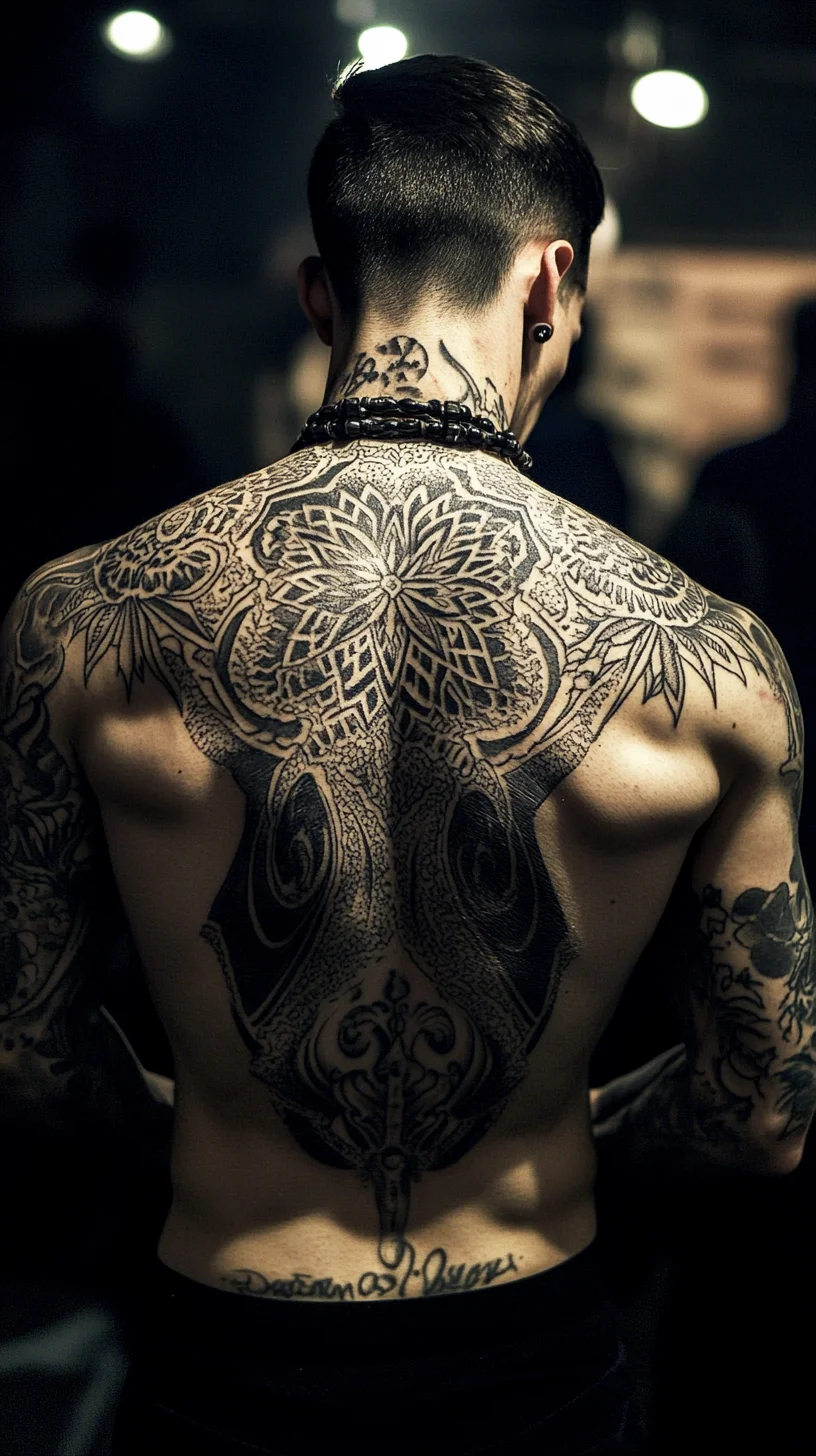 Bold Black Ink: The Ultimate Mandala Back Tattoo for a Striking Statement