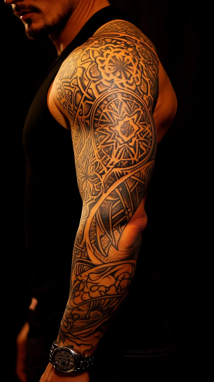 Bold Geometric Sleeve Tattoo: A Fusion of Artistry and Personal Expression