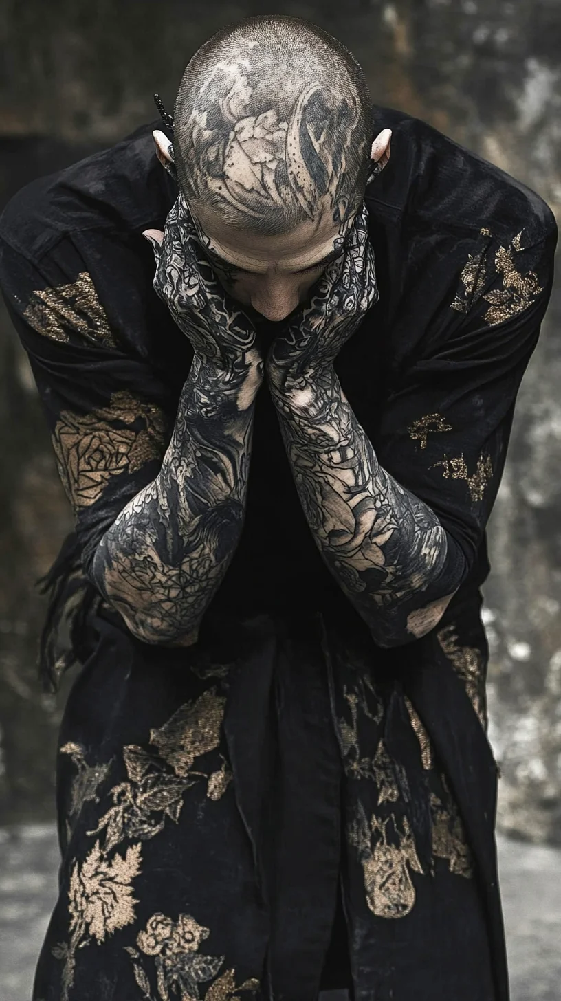 Bold Ink and Elegant Textiles: Unveiling a Striking Tattoo and Fashion Fusion