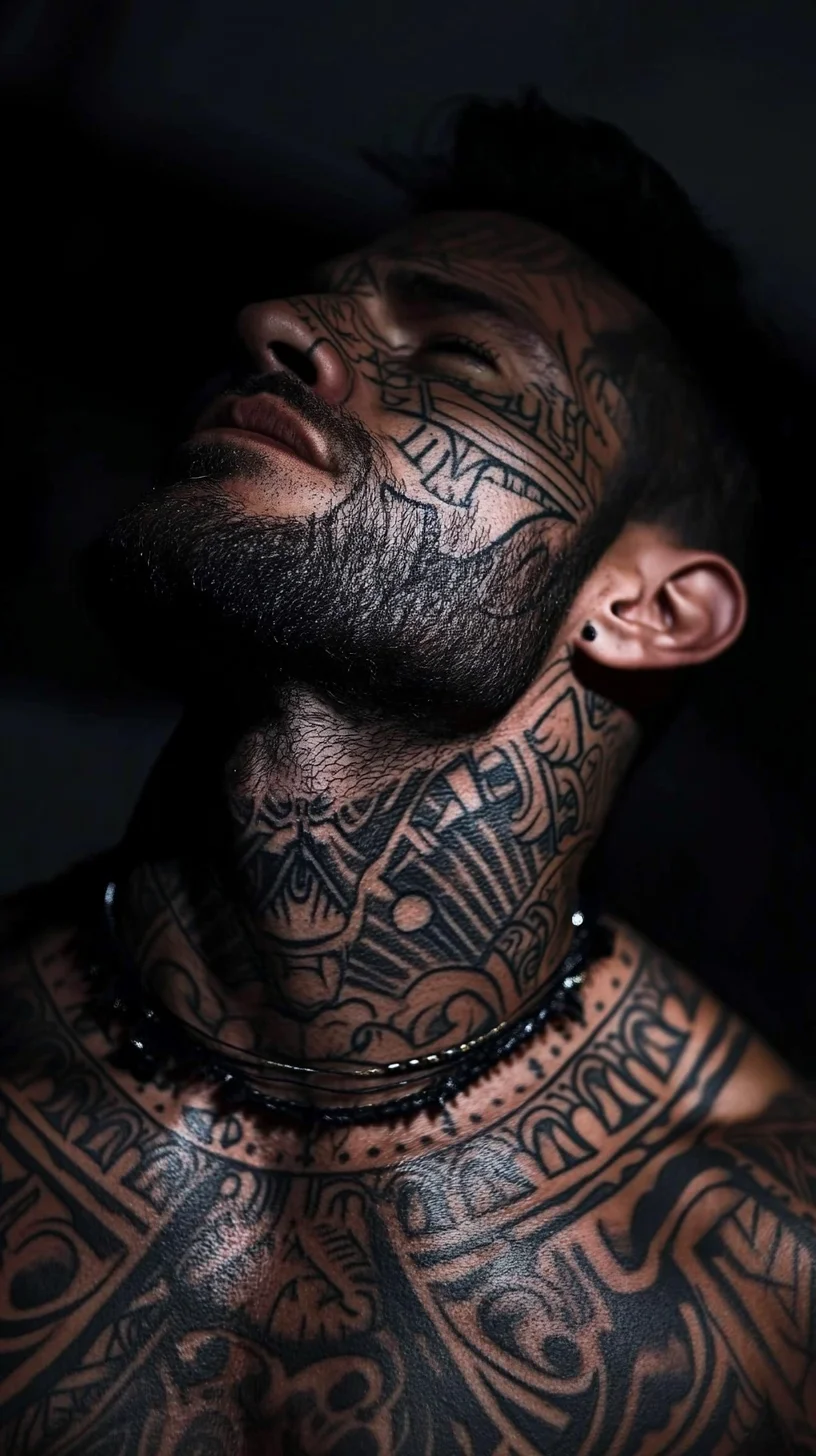 Bold Tribal Ink: Elevate Your Look with Intricate Facial Tattoos