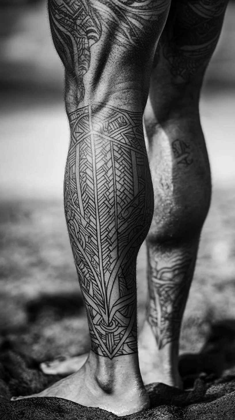 Bold Tribal Leg Tattoo: A Statement of Strength and Heritage