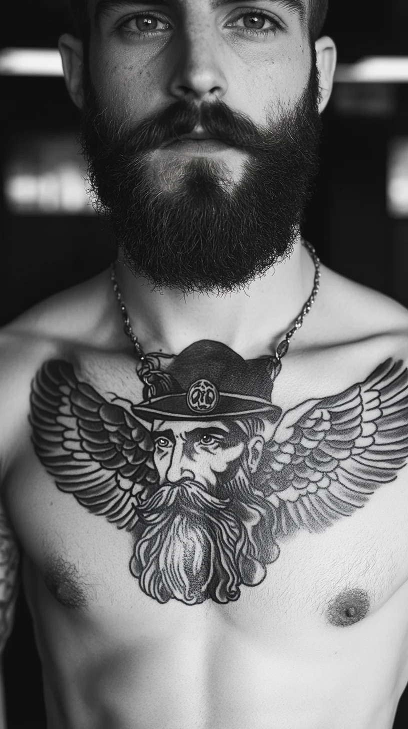 Bold Winged Beard Tattoo: A Statement of Strength and Individuality