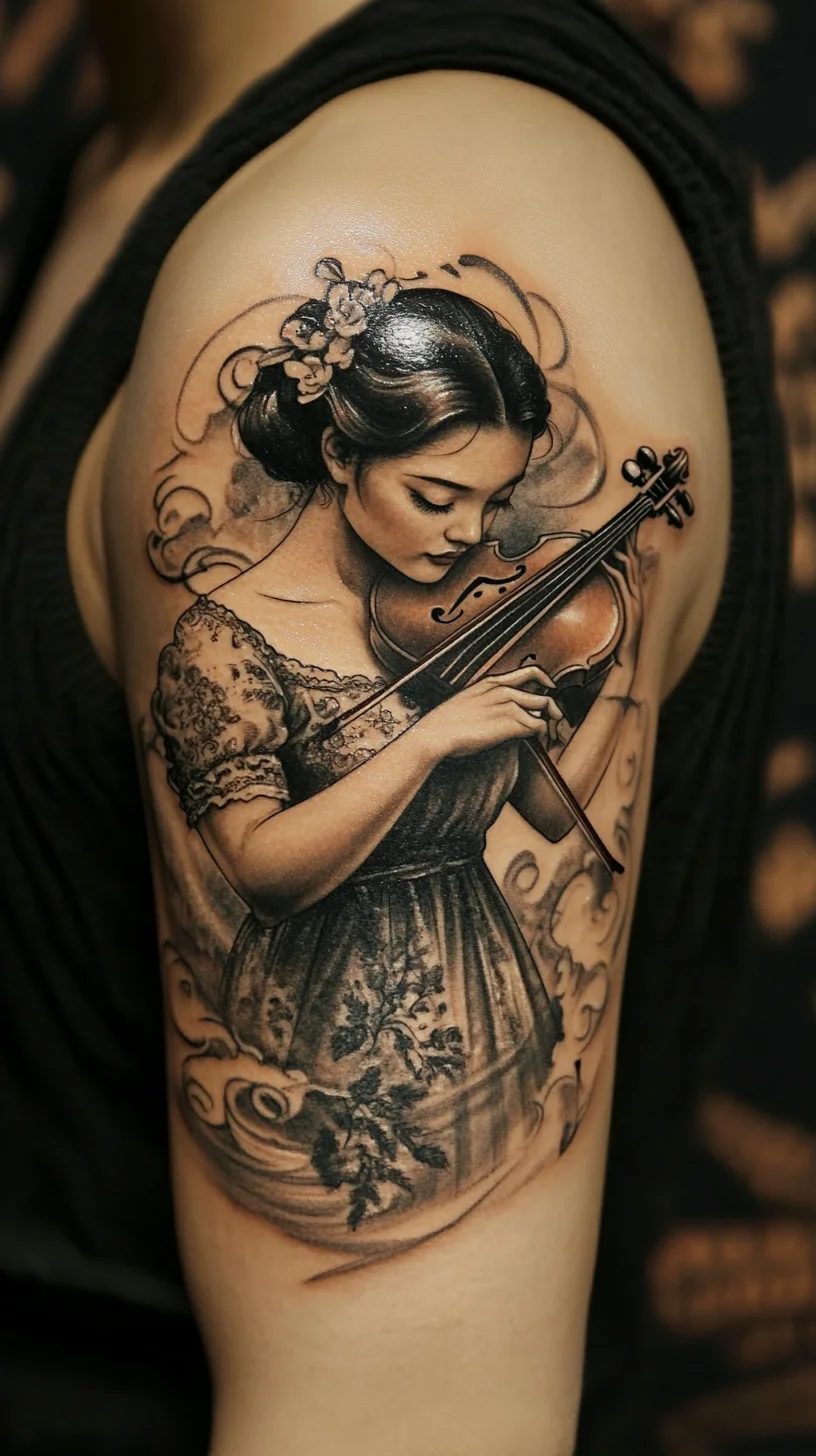 Captivating Elegance: The Violinist Tattoo That Tells a Story