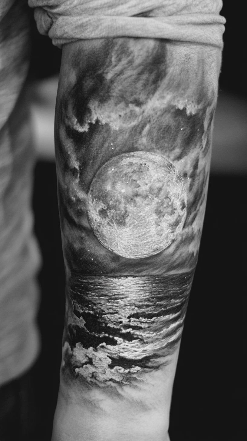 Captivating Moonlit Sea: A Stunning Tattoo Idea for Dreamy Souls