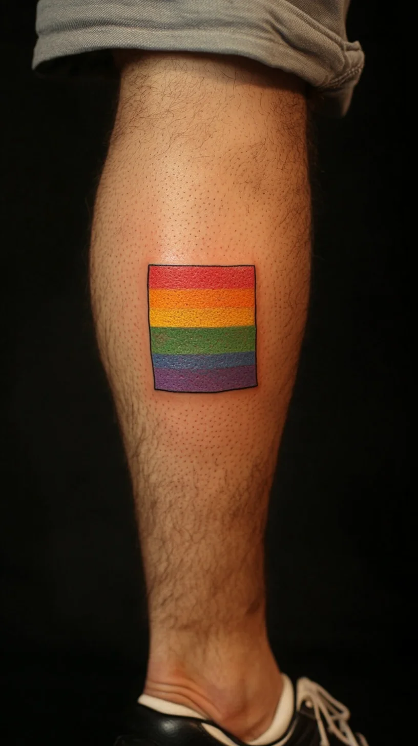 Celebrate Identity with a Vibrant Rainbow Tattoo on Your Leg