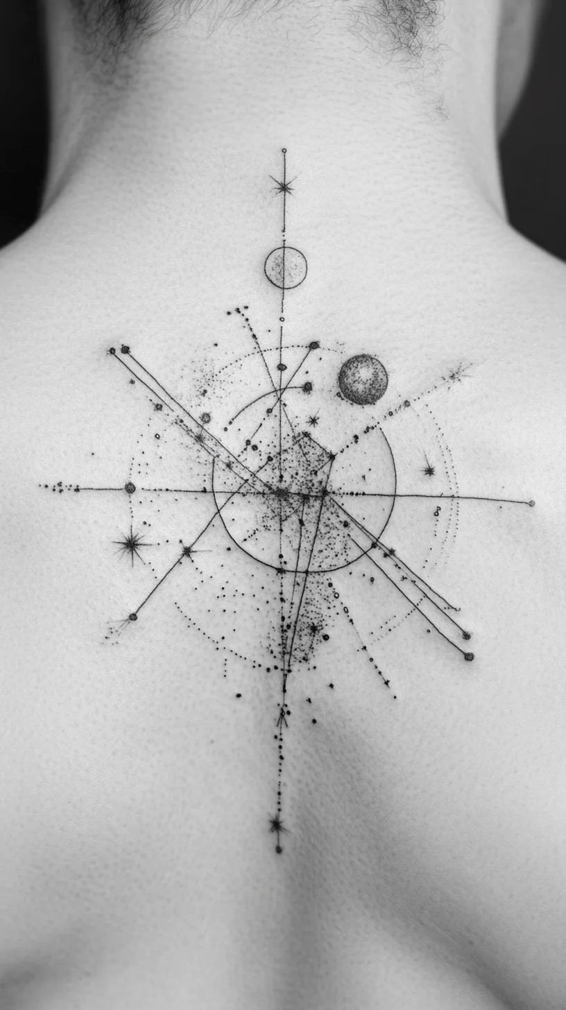 Celestial Geometry: Embrace the Cosmic Flow with This Stunning Tattoo Design