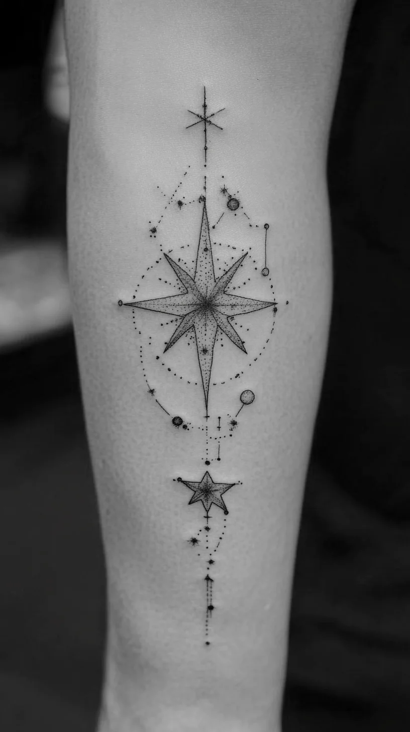 Celestial Ink: Stunning Starry Tattoo Design That Shines Through Minimalism