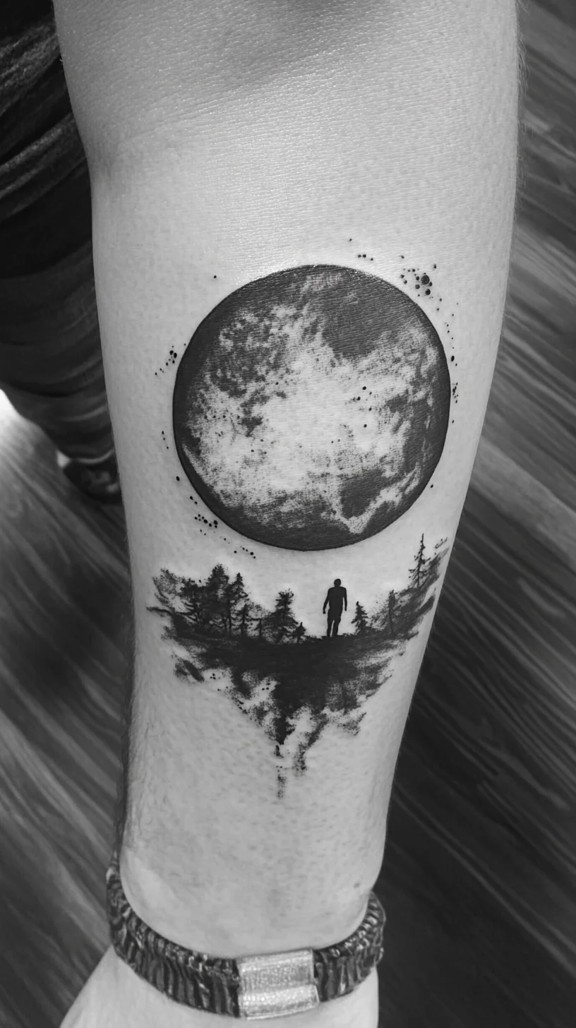 Celestial Silhouettes: Embrace the Night with This Stunning Moonlit Tattoo