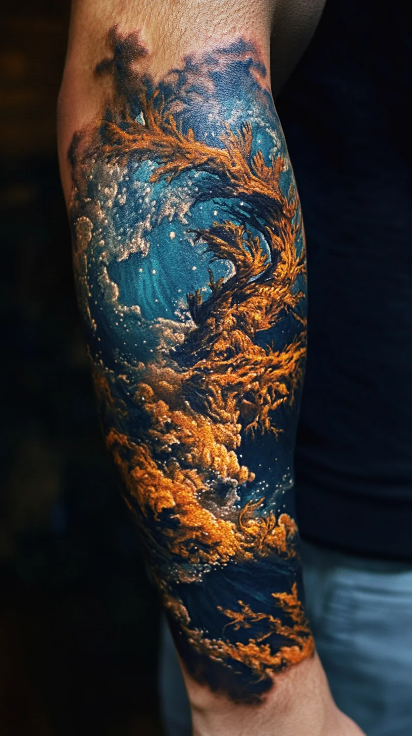 Dive into Art: Stunning Waves and Ocean-Inspired Sleeve Tattoo Design