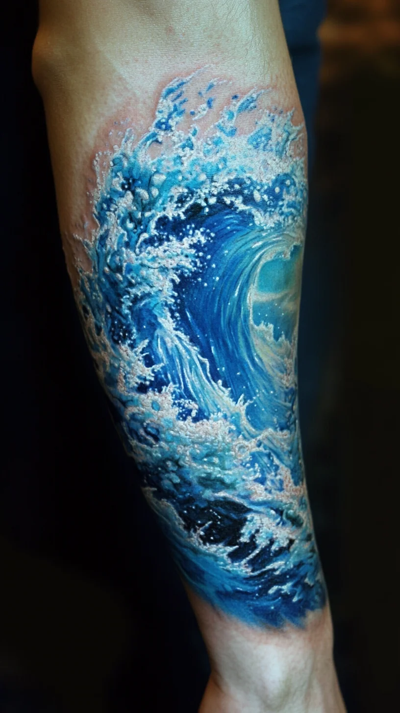 Dive into the Depths with a Stunning Ocean Wave Tattoo Design