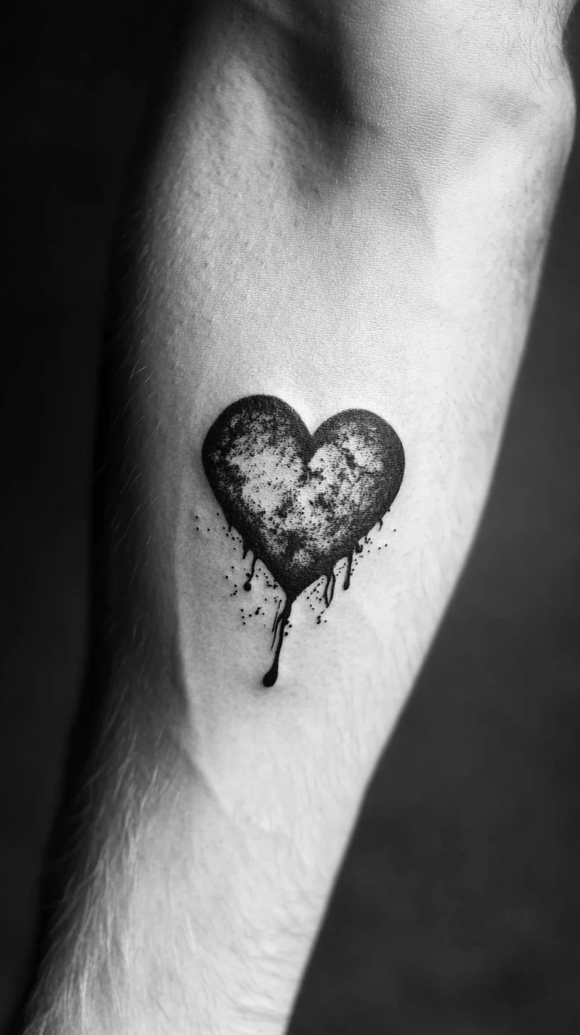 Edgy Elegance: The Dripping Heart Tattoo That Speaks Volumes