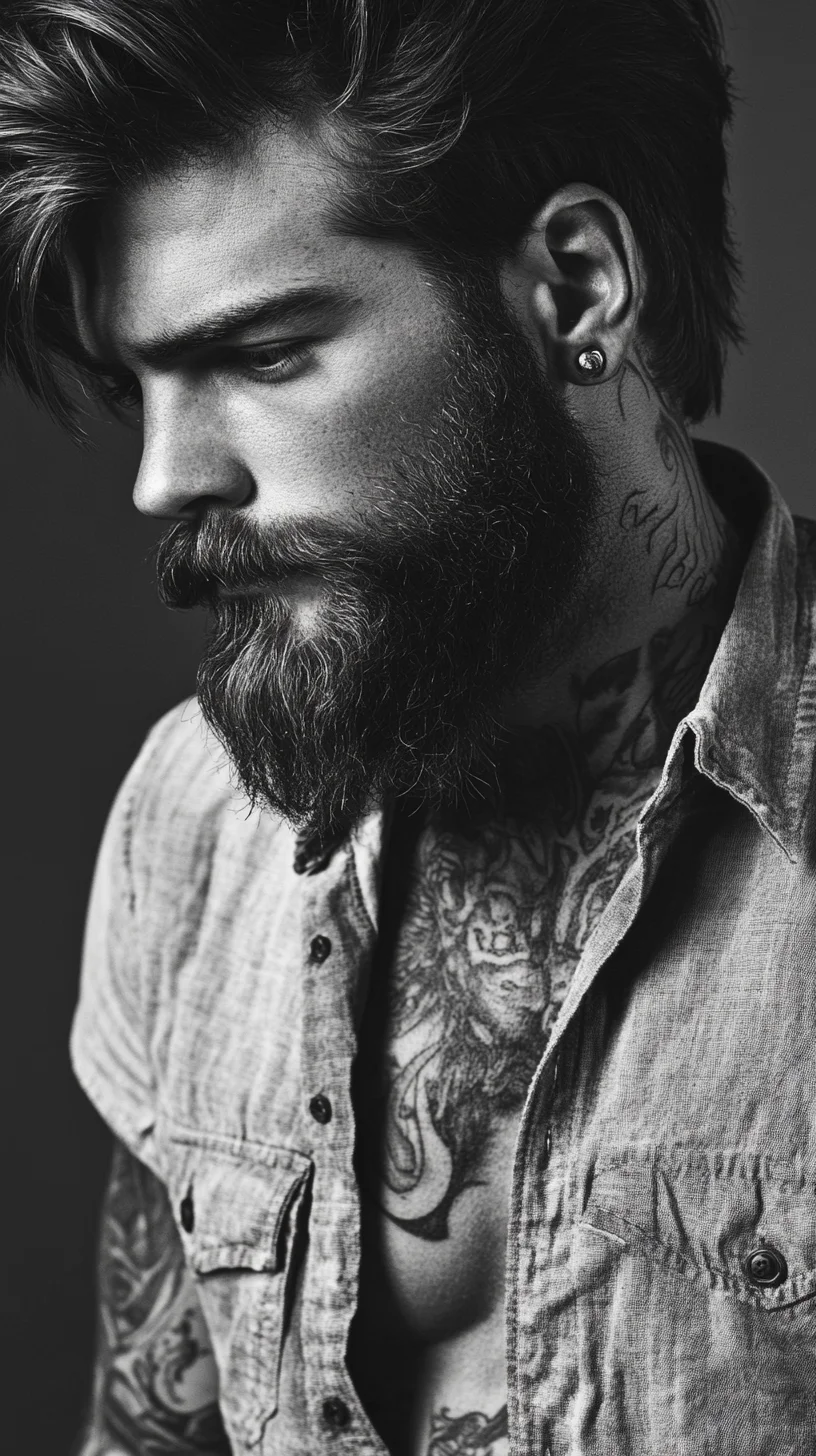 Effortlessly Rugged: The Bold Beard and Long Hair Look