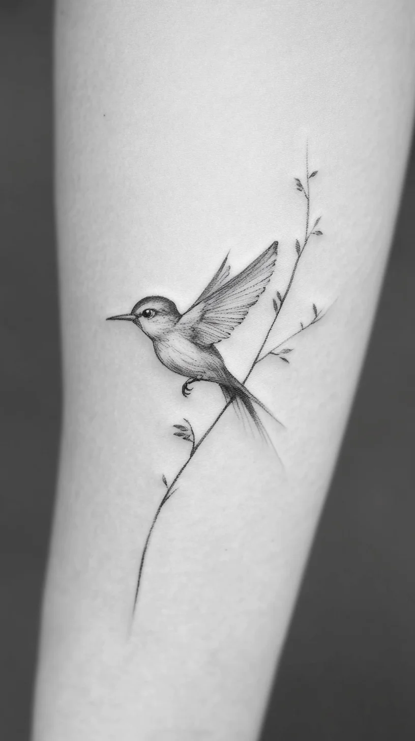 Elegant Avian Whimsy: A Stunning Bird Tattoo for Nature Lovers