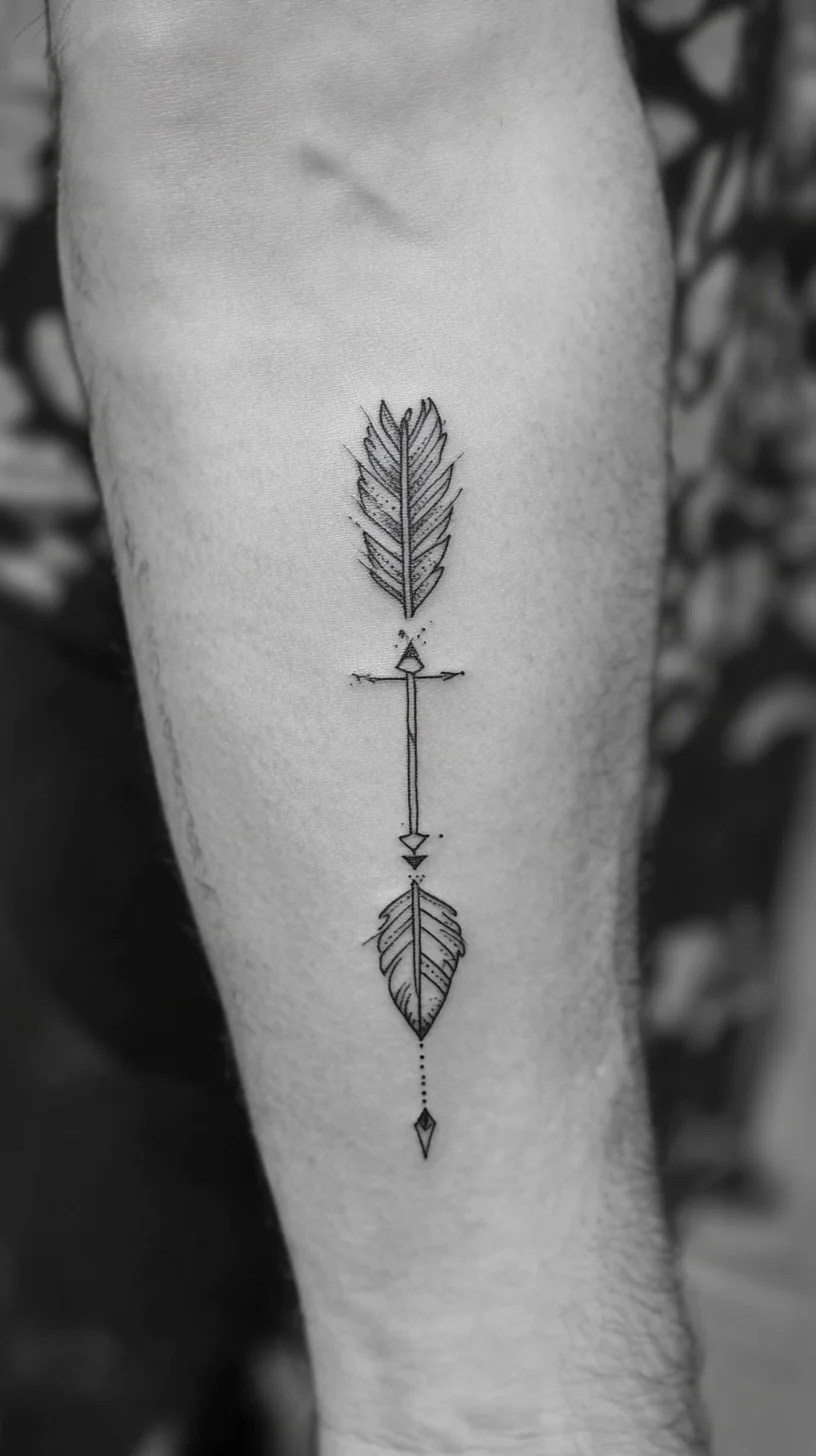 Elegant Feather Arrow Tattoo: A Symbol of Freedom and Adventure