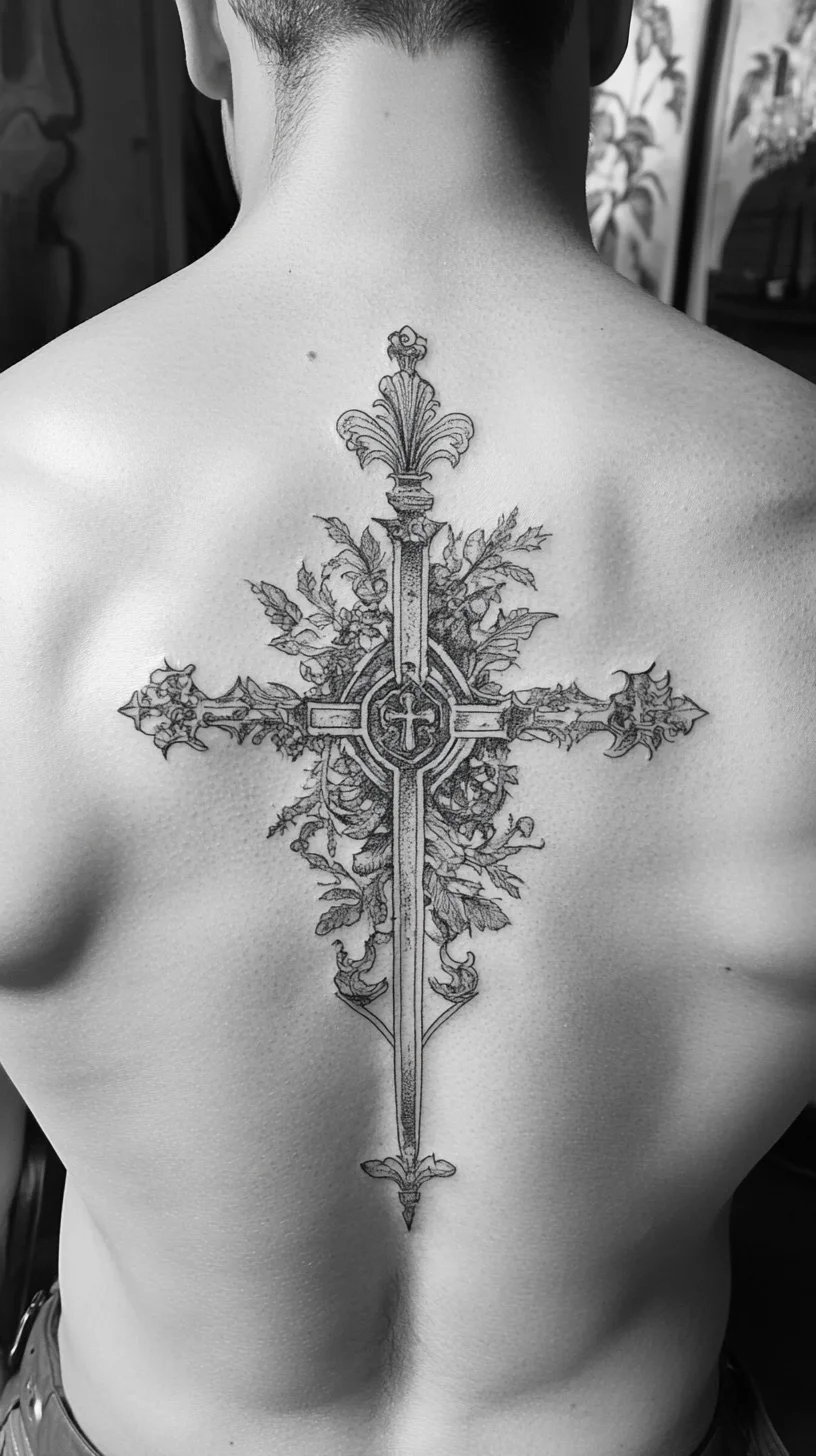 Elegant Gothic Cross Tattoo: A Striking Blend of Spirituality and Artistry