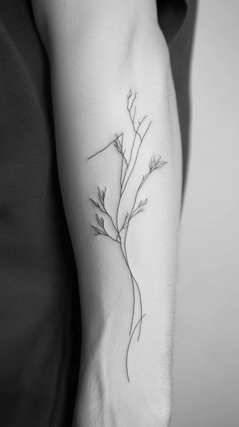 Elegant Minimalist Floral Tattoo: Embrace Nature's Subtle Beauty