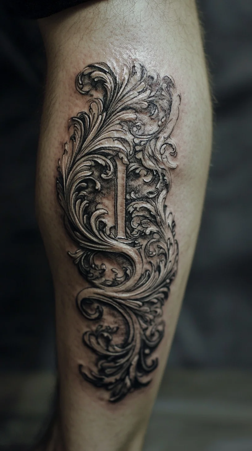 Elegant Swirls: A Masterpiece of Ornate Black Ink Tattoo Art