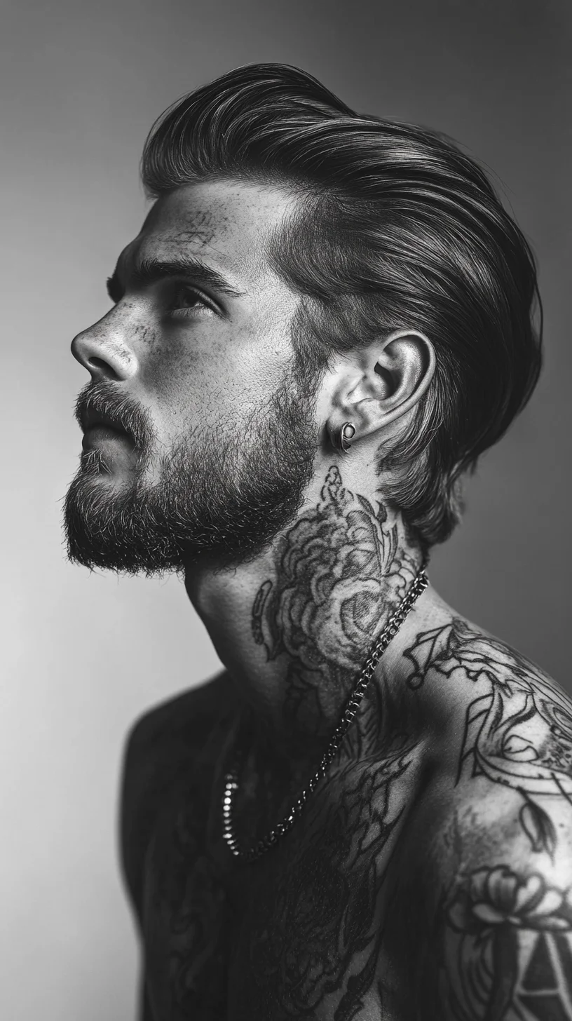 Elevate Your Edge: Sleek Pompadour Meets Striking Tattoo Artistry