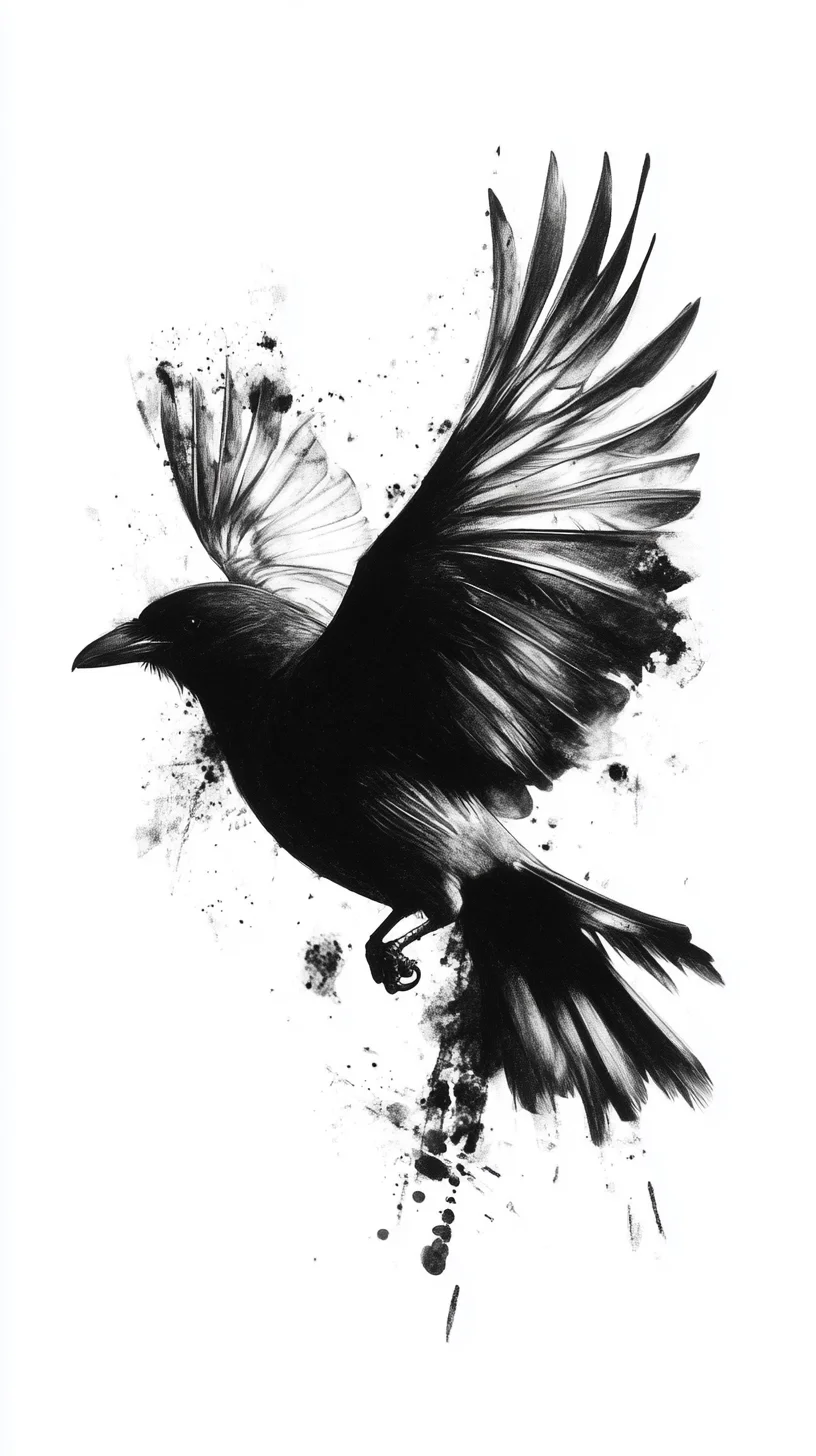 Elevate Your Ink Game: Bold Raven Tattoo Design with Artistic Flair