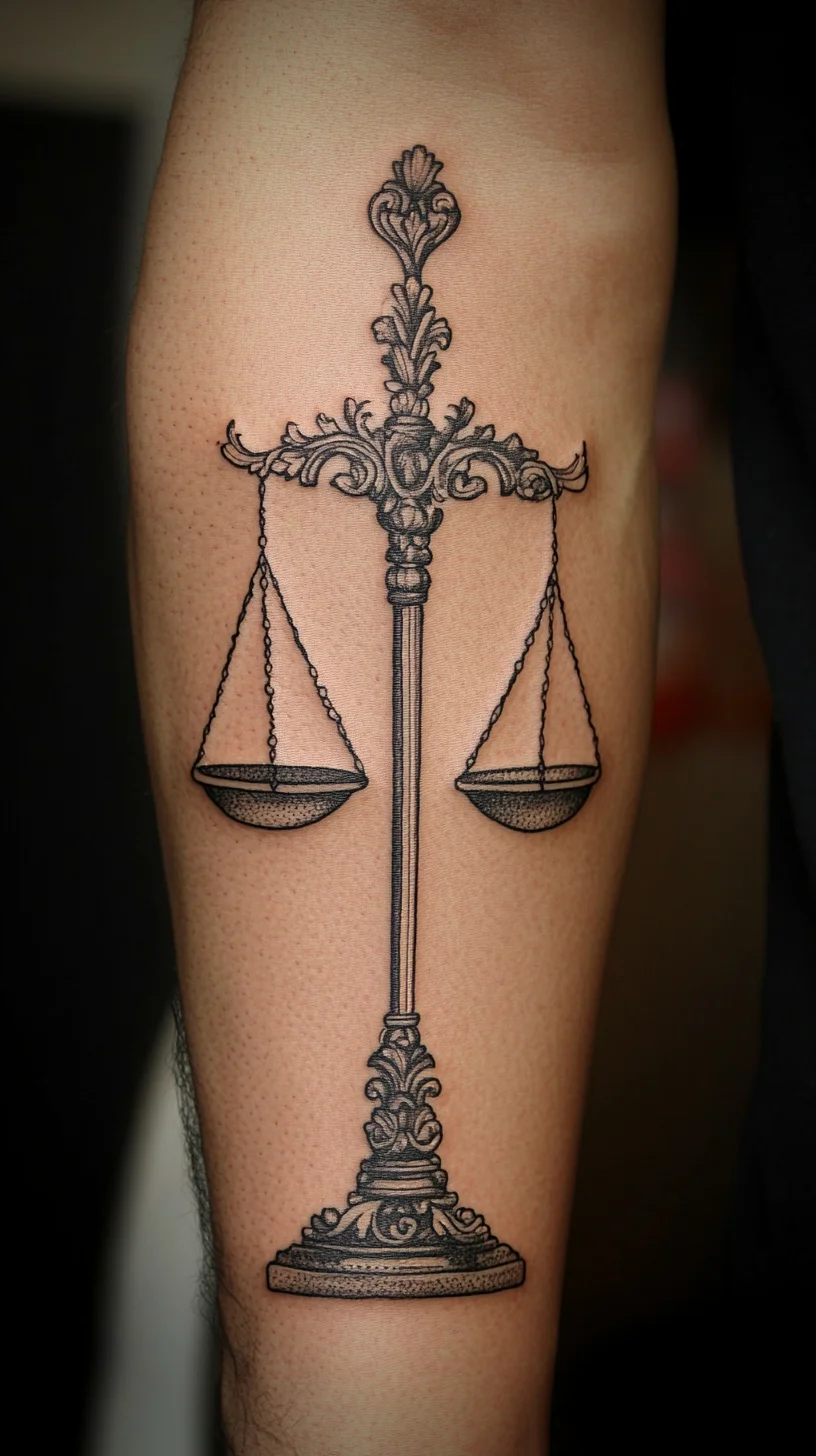 Embrace Balance with This Elegant Scales of Justice Tattoo Design