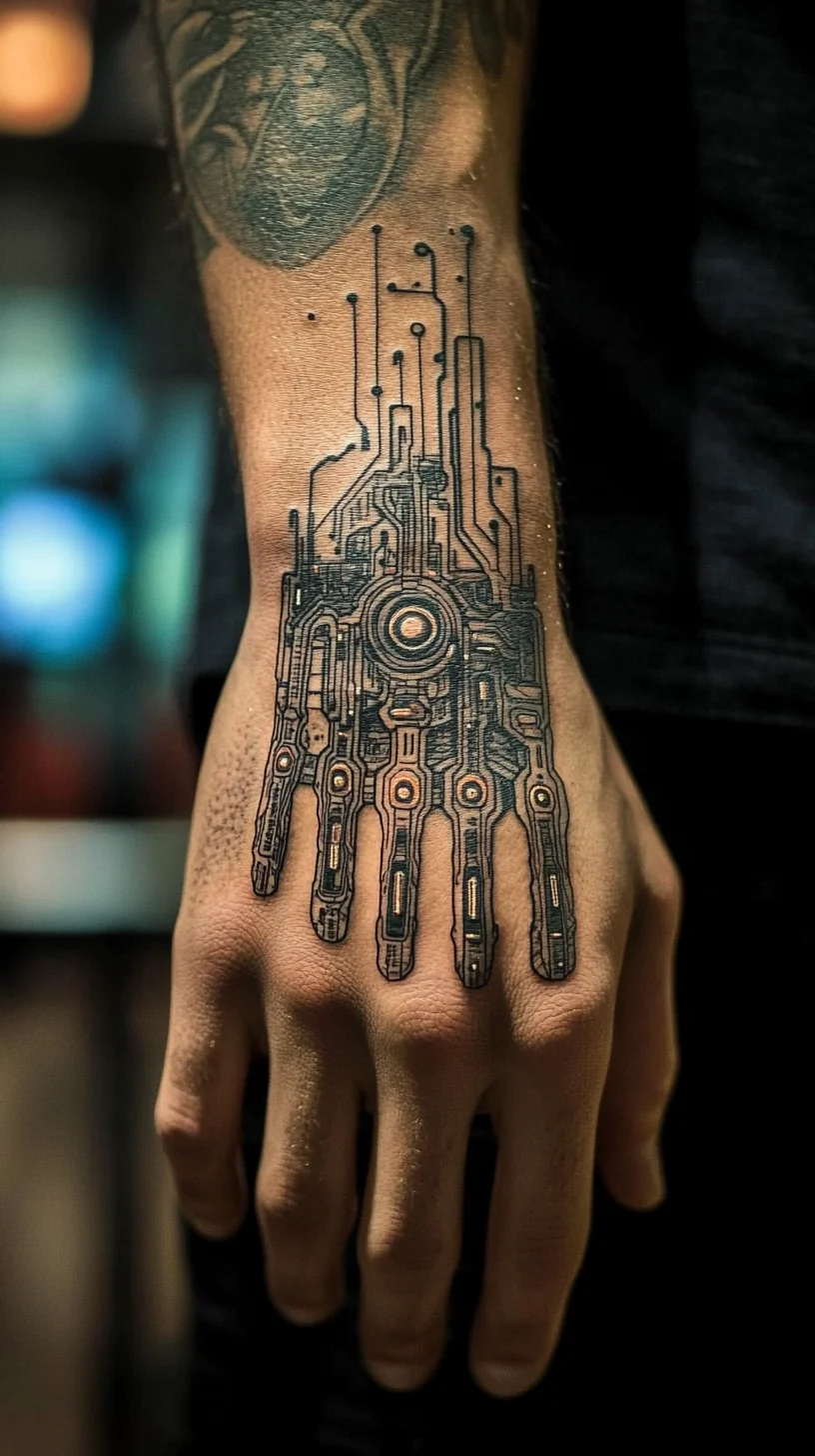 Embrace Futuristic Flair with Exquisite Circuitry Hand Tattoos