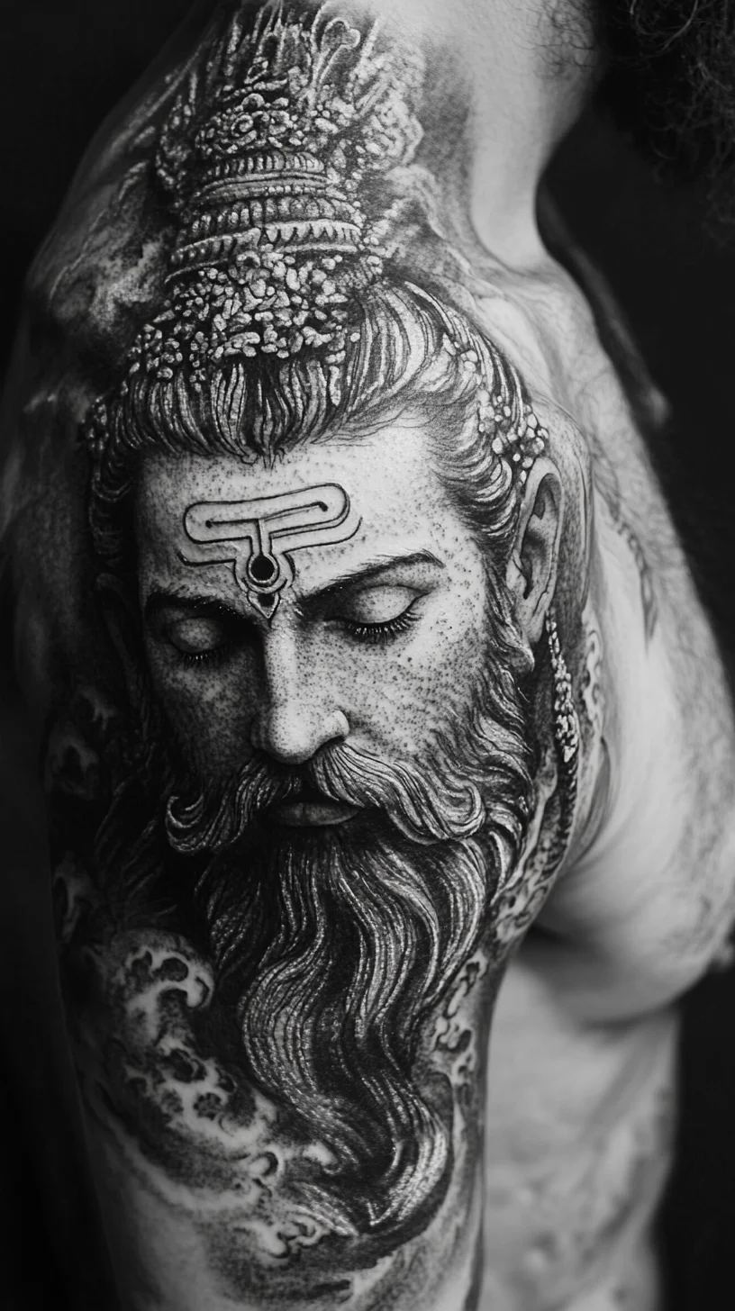 Embrace Majestic Spirituality with Intricate Black and Gray Sleeve Tattoos