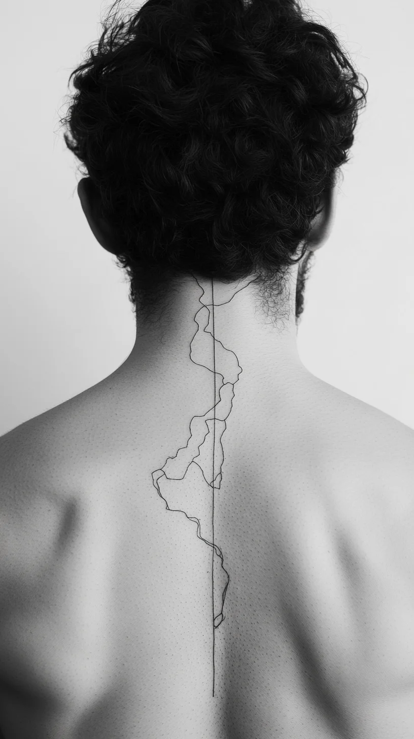 Embrace Minimalism with an Intricate Linework Back Tattoo