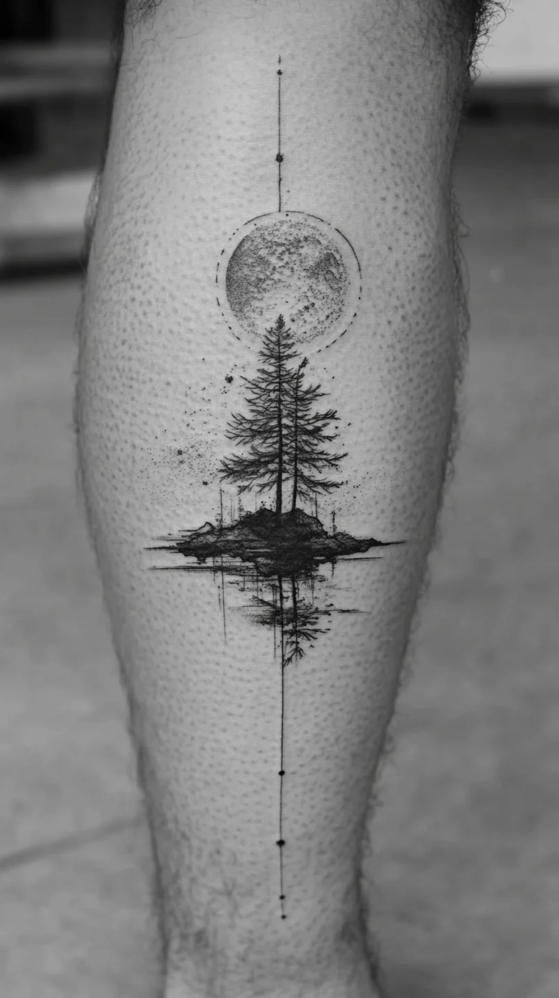 Embrace Nature: Stunning Tree and Moon Tattoo for the Adventurous Soul