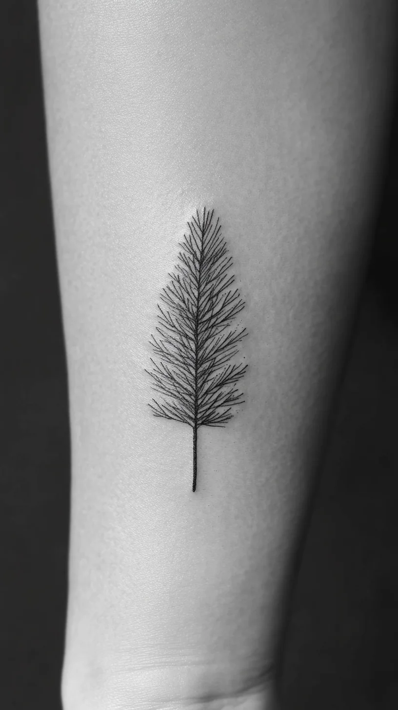 Embrace Nature with a Minimalist Pine Tree Tattoo: Timeless Elegance