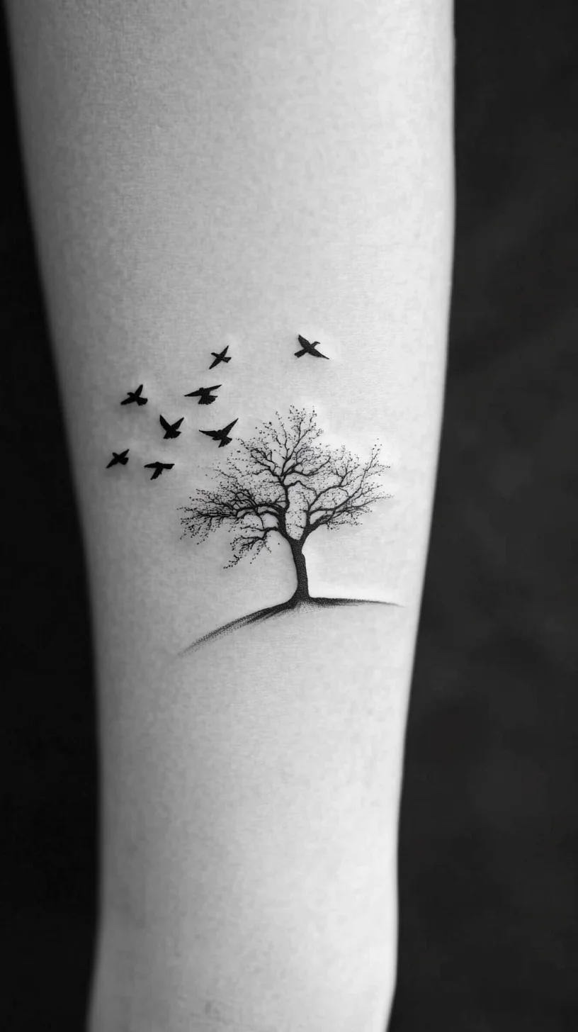 Embrace Nature with a Stunning Tree and Birds Tattoo Design