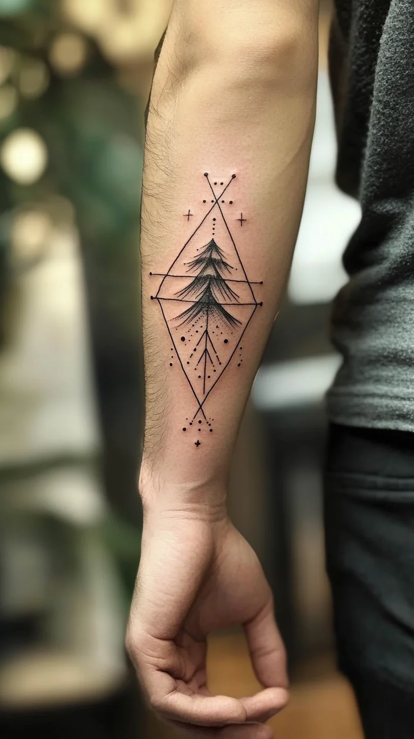 Embrace Nature with This Striking Geometric Tree Tattoo Design