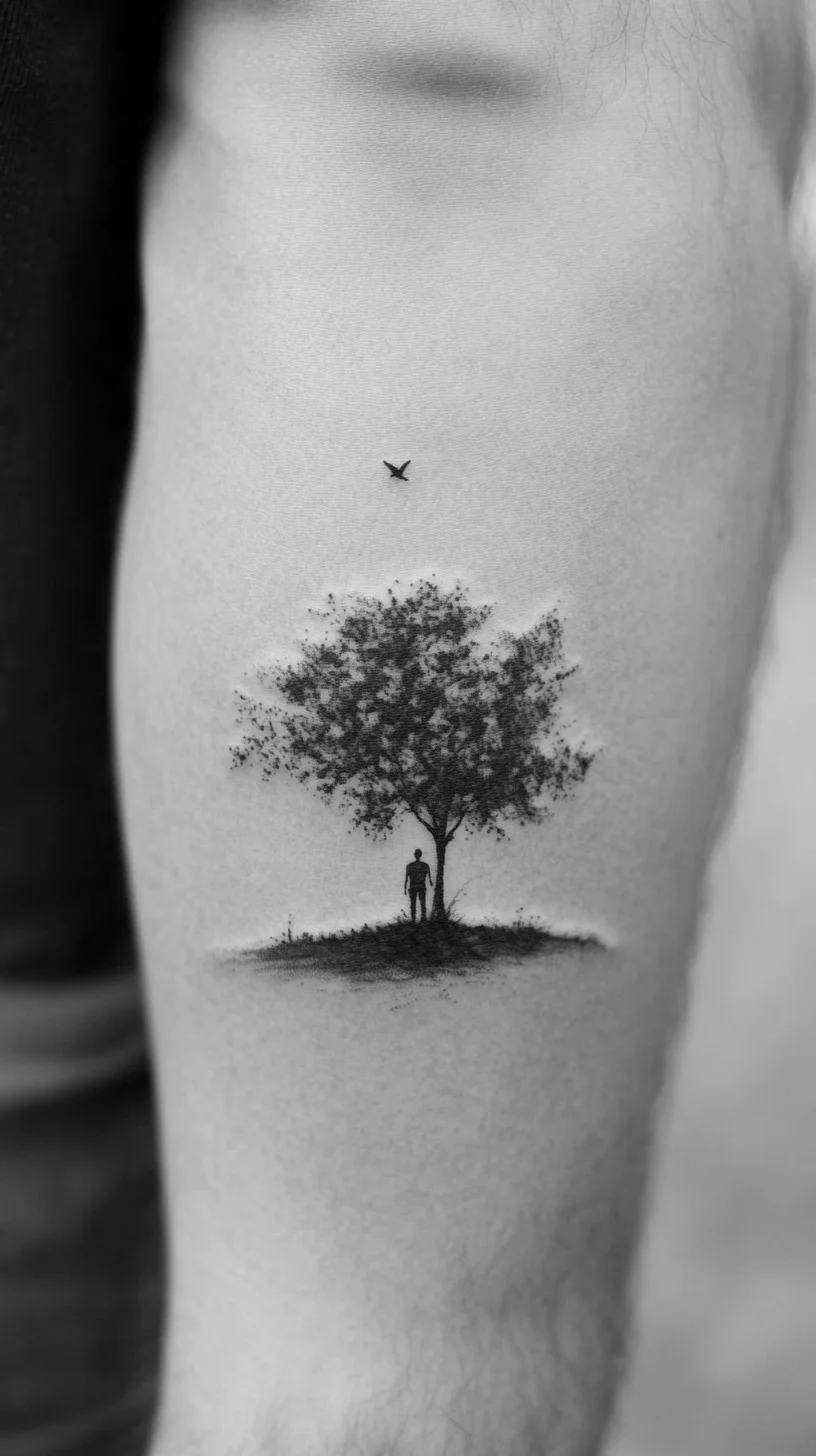 Embrace Nature's Beauty: Stunning Black and Grey Tree Tattoo Design