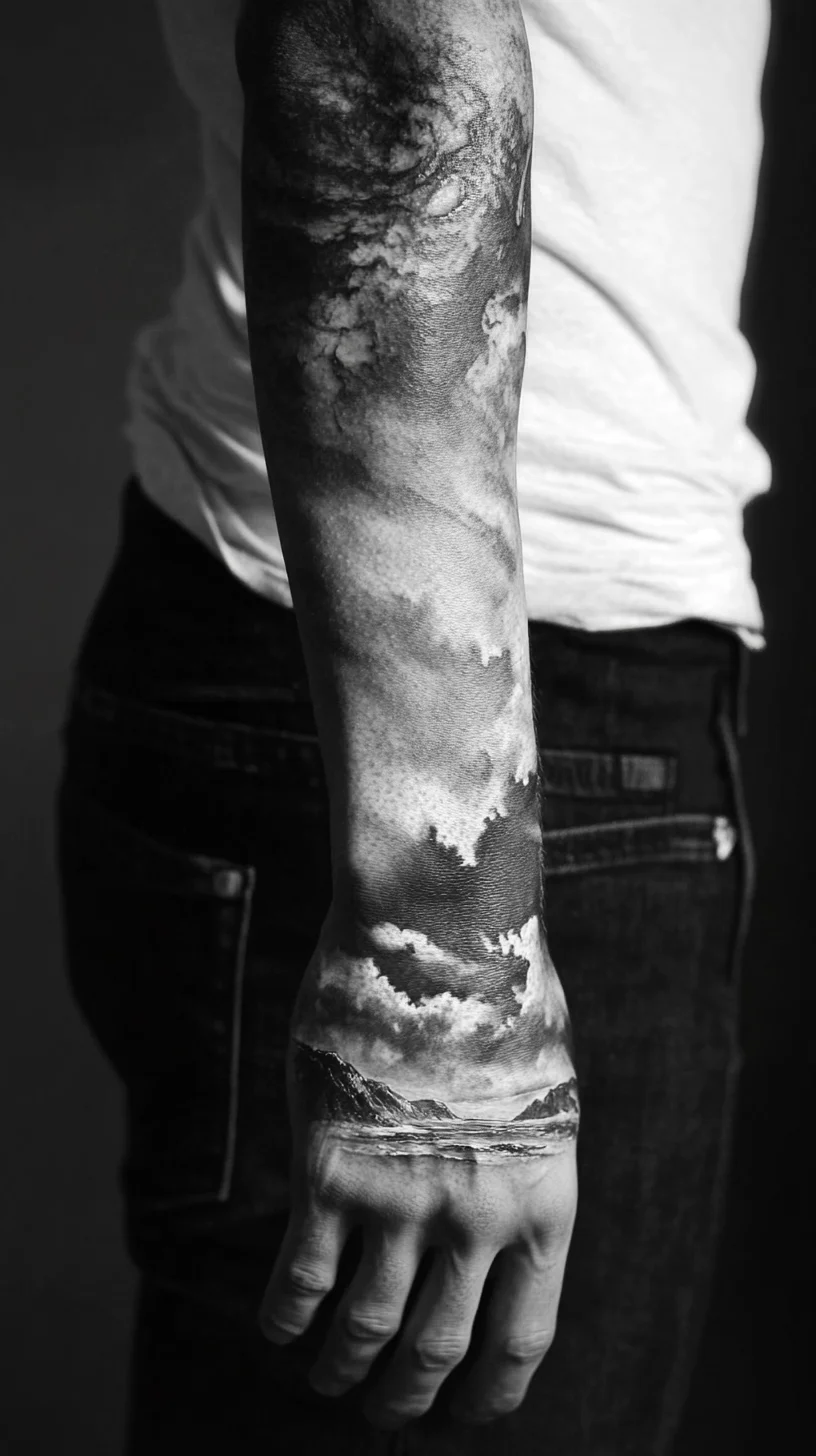 Embrace the Elements: Stunning Cloudscape Sleeve Tattoo for Nature Lovers