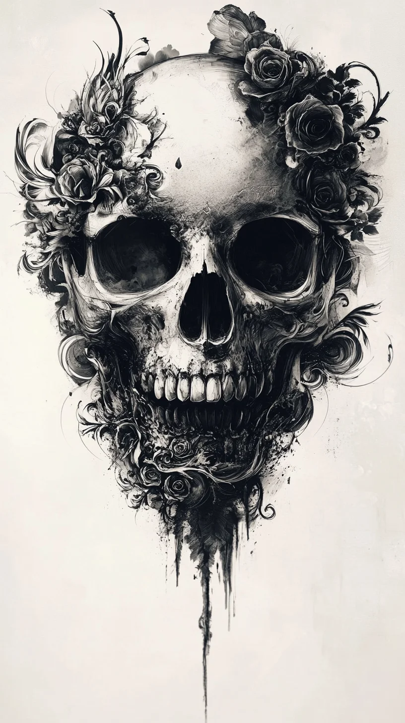 Embrace the Gothic Charm: Skull with Floral Flourishes