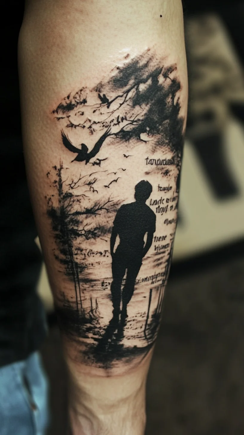 Embrace the Ink: Captivating Silhouette Tattoo with Poetic Touch