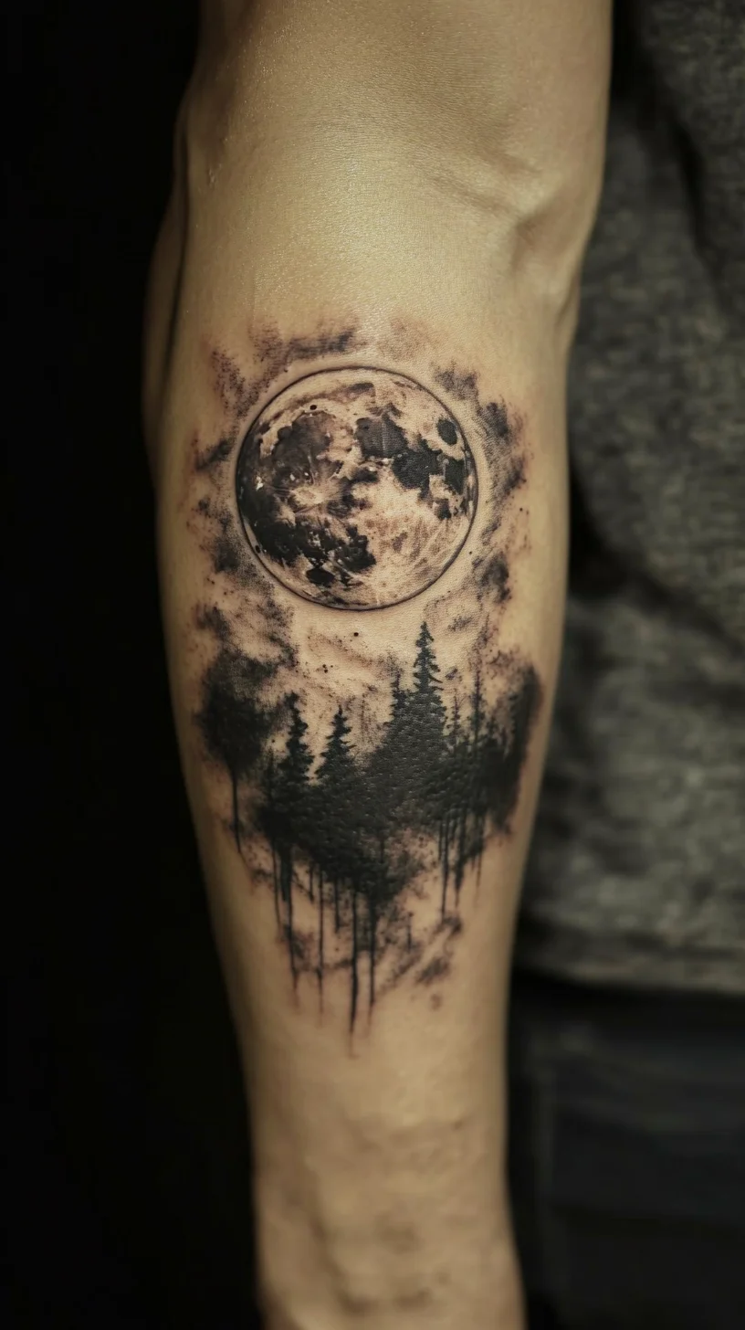 Enchanting Moonlit Forest Tattoo: A Nature-Inspired Statement Piece