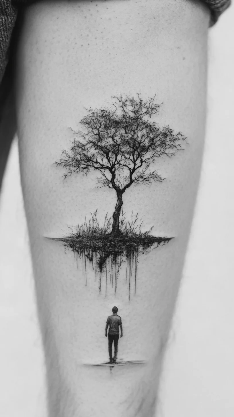 Explore Nature's Essence: Mesmerizing Tree and Silhouette Tattoo for Deep Connection