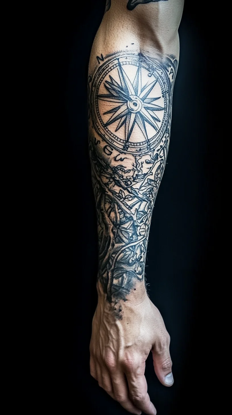 Explore Your Inner Navigator: Stunning Compass Tattoo Design for Adventurous Souls