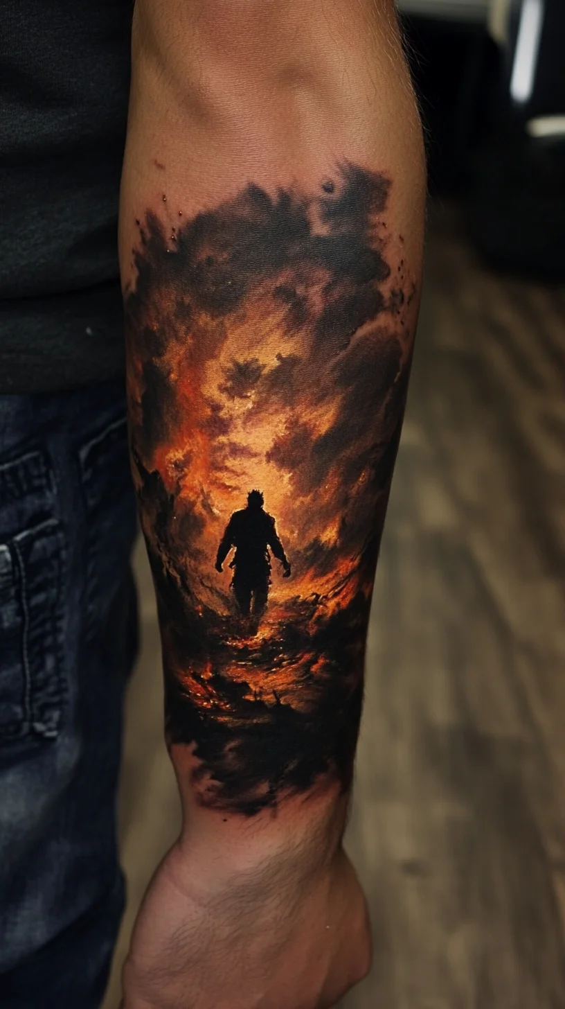 Ignite Your Arm: Captivating Cloudscape Tattoo for Bold Seekers