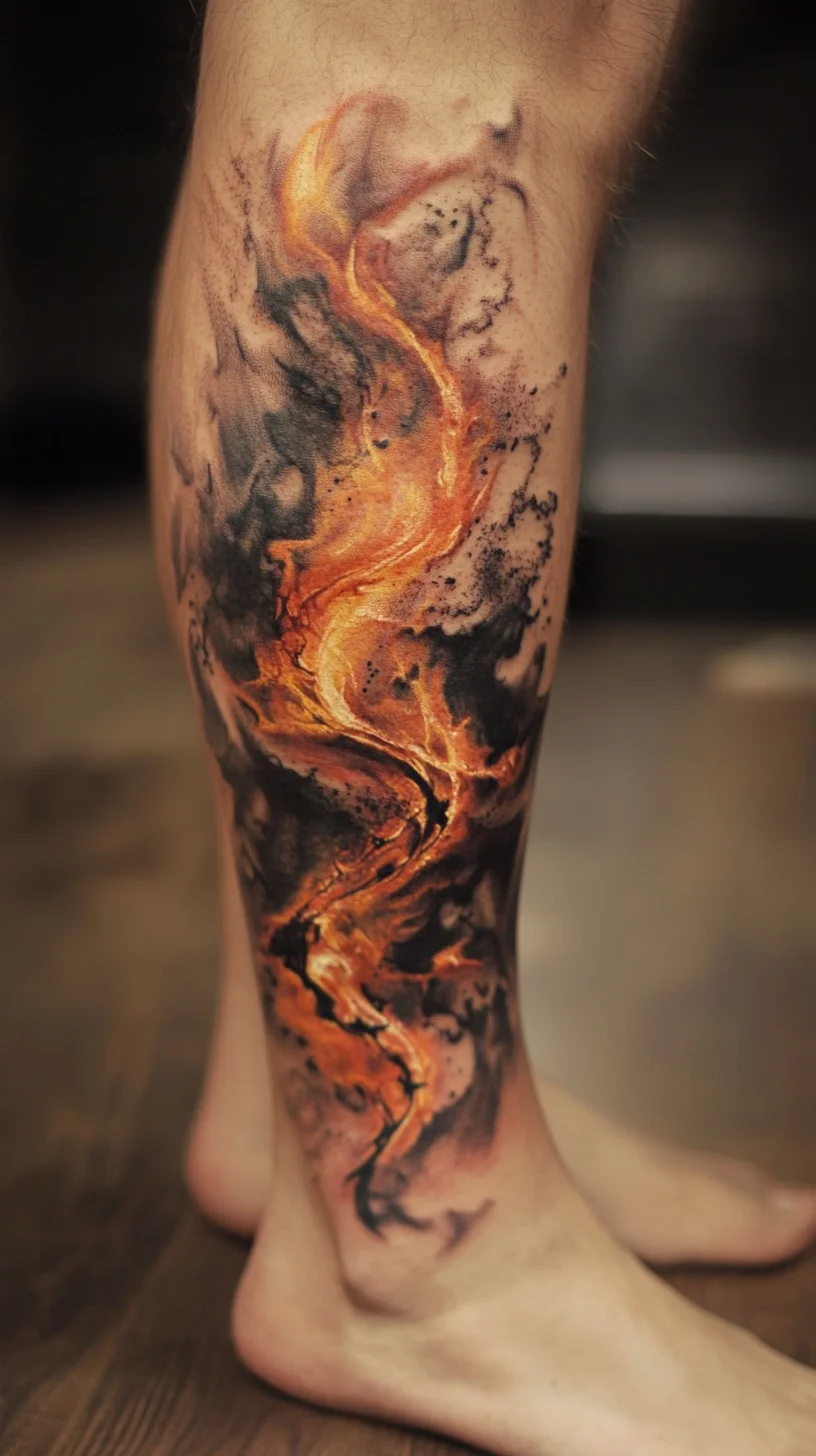 Ignite Your Style: Stunning Fire-Inspired Leg Tattoo for Bold Souls