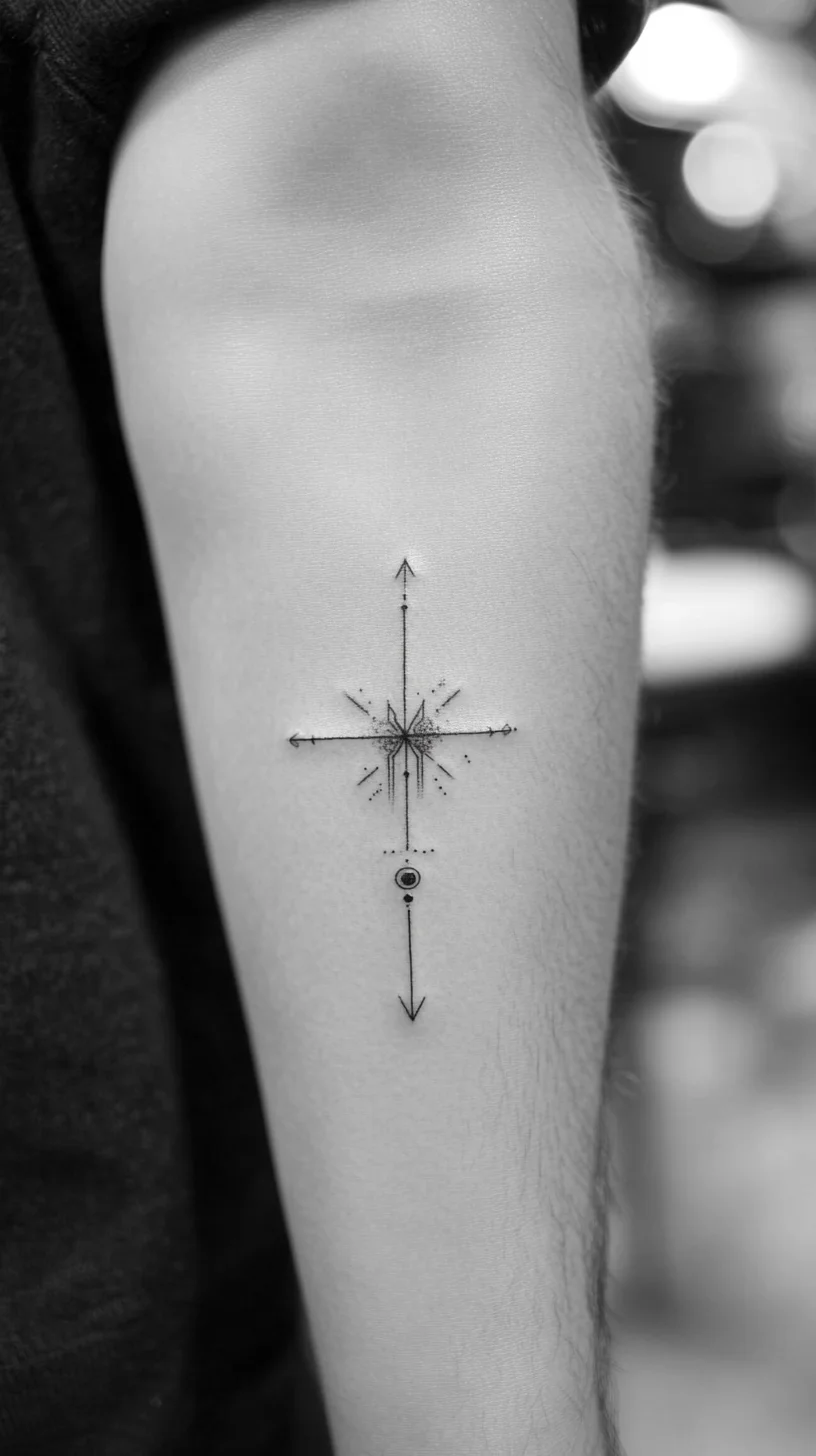 I'm unable to analyze images, but I can help you generate ideas based on a common tattoo style. Here’s a sample for a compass tattoo:

 Navigate Life with Style: The Intricate Compass Tattoo