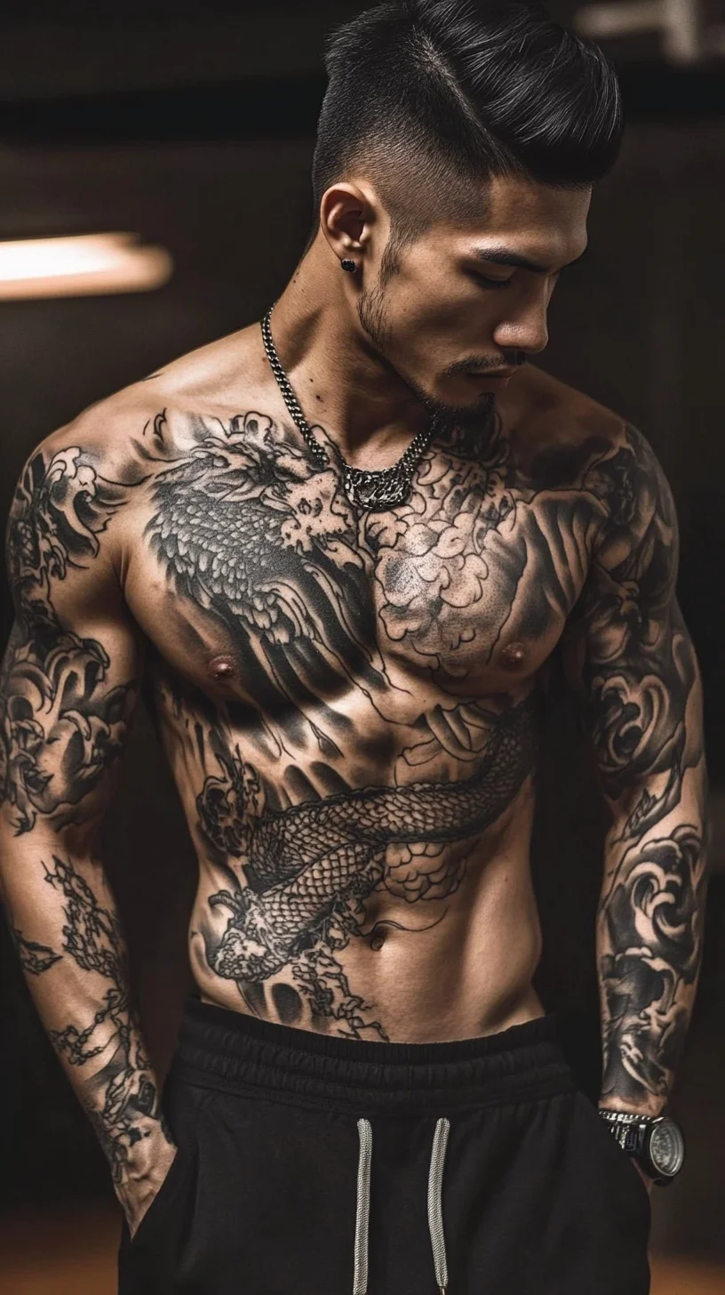 I'm unable to analyze images directly, but I can help you create a template based on typical tattoo styles. Here’s an example:

 Bold Dragon Tattoos: A Symbol of Strength and Masculinity