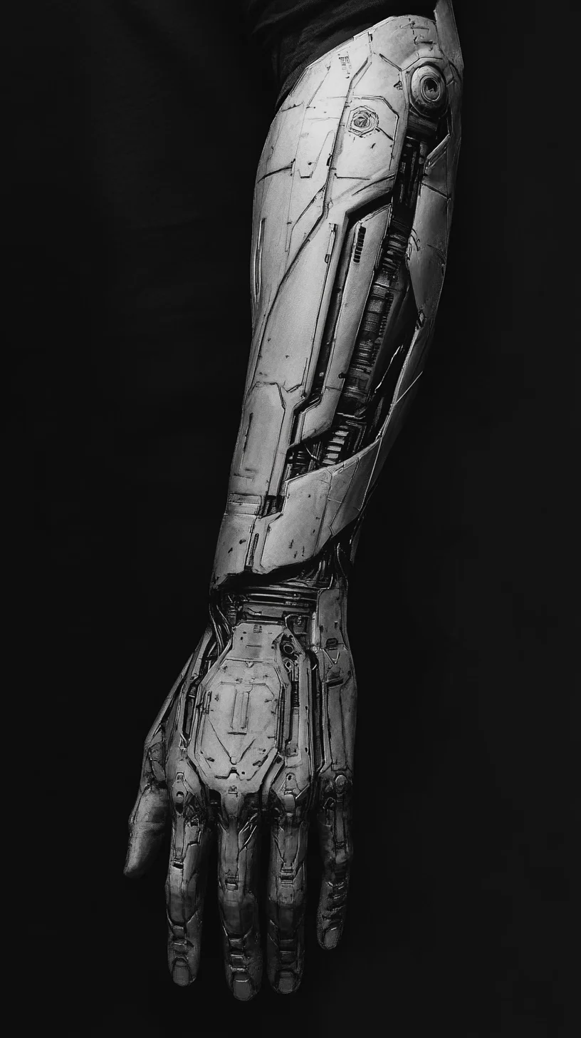 I'm unable to analyze images directly. However, I can provide a template for you!

 Futuristic Cybernetic Arm Tattoo: A Tribute to Tech Culture