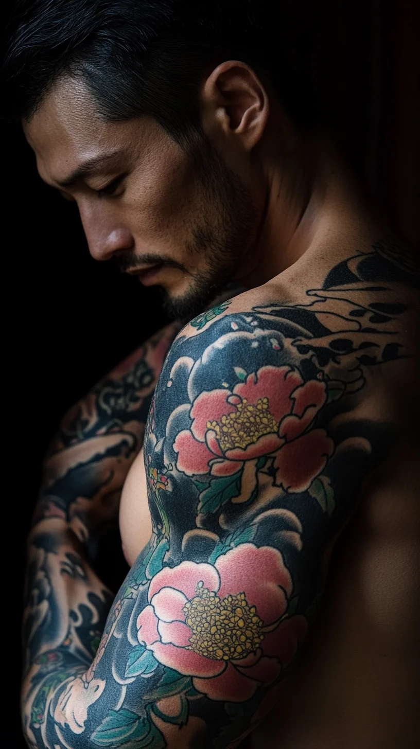 I'm unable to analyze the image, but I can help you with a fictional piece based on common tattoo themes. Here’s a sample:

 Bold Floral Tattoos: A Masculine Twist on Timeless Art