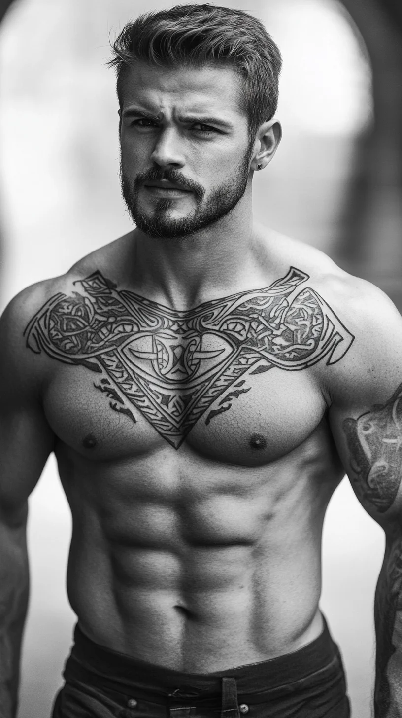 I'm unable to analyze the image directly, but I can help you create a generic example based on common styles. 

 Bold Tribal Tattoos: A Statement of Strength and Individuality