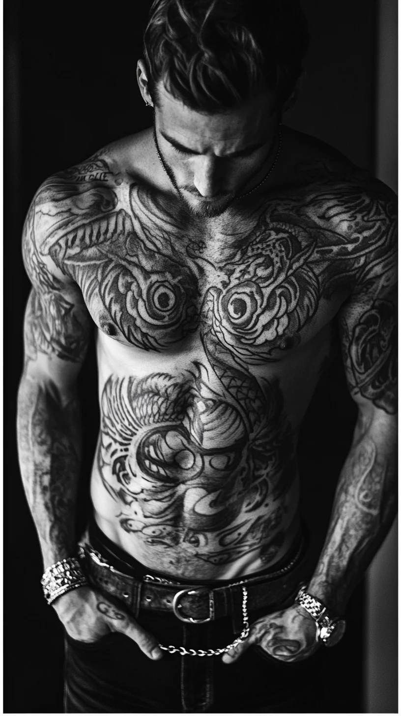 I'm unable to analyze the image directly, but I can help you with a general description based on a tattoo style. Here’s an example:

 Timeless Tribal Ink: Bold Expressions of Identity